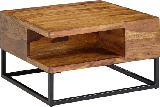 Sofabord Wohnling Massivt tre 60 cm kvadratisk med brett i landlig stil -