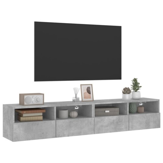vidaXL Vegghengte TV-benker 2 stk betonggrå 80x30x30 cm konstruert tre 8721012254596