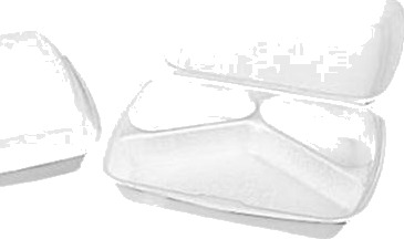 Termobakke 3 Rum 247X198x75 Mm Hængslet Låg Xps Hvid Hp 4/3 Tt,2 Pk X 125 Stk/Krt