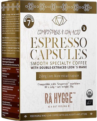 Rå Hygge Espresso Capsules Med Lion's Mane Extract Økologisk   10 Kapsler