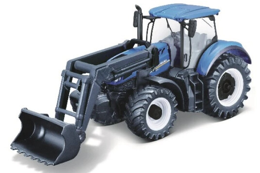 BURAGO - Tractor w/front loader N.H. T7.615 10cm blue 141504 BURAGO - Tractor w/front loader N.H. T7.615 10cm blue 141504