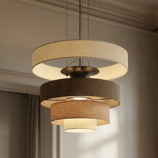 Hengelampe Lucande Peldano dimmbar Brun / Rust Stue Stoff / Tekstil Moderne 42.5 Brun / Rust