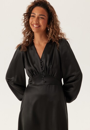 Bubbleroom Satin V neck Maxi Dress Bubbleroom Satin V neck Maxi Dress