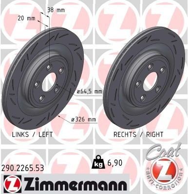Bremseskive ZIMMERMANN 290.2265.53 Bremseskive ZIMMERMANN 290.2265.53