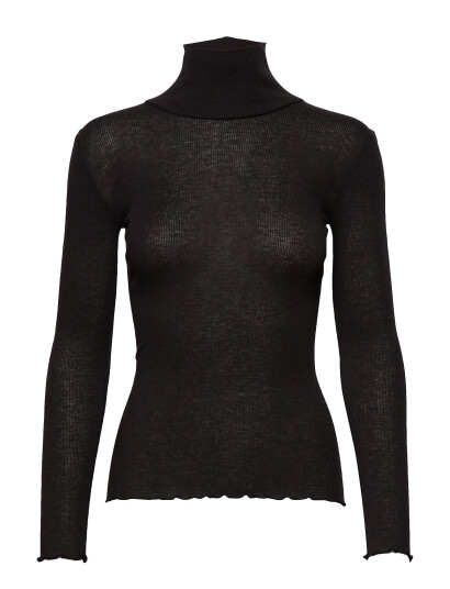 Rosemunde Rwburlington Wool Ls T-Neck T-Shirt - Black - M