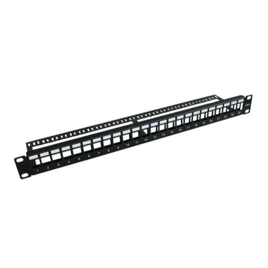 MicroConnect 19" tomt patchpanel 24 porter 1U metall uten kabelhåndtere 1 Stykk SEN PP 004BLANK