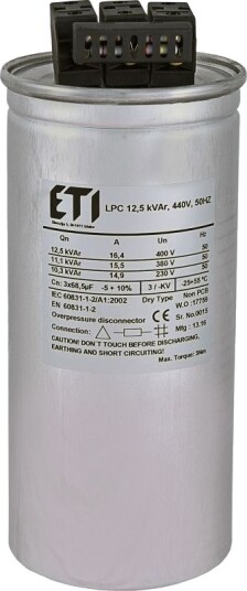 Eti Polam Kondensator Cp Lpc 15 Kvar 440V 50Hz 004656762 Eti Polam Kondensator Cp Lpc 15 Kvar 440V 50Hz 004656762