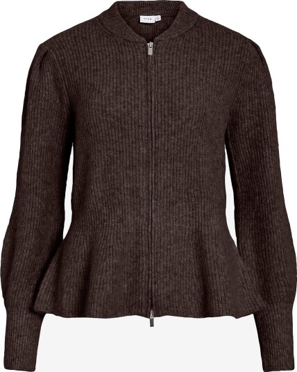 Vila Kardigan Vigracie L/S Peplum Zip Knit Cardi/ Brun