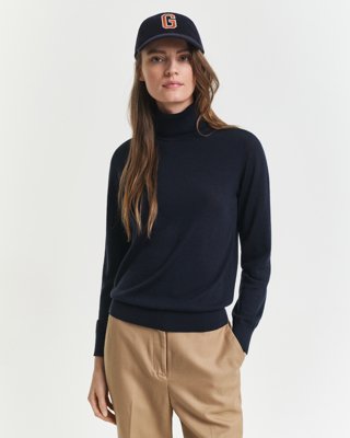 Gant Genser i ekstra fin merinoull med høy hals EVENING BLUE S