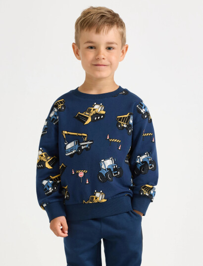 Lindex Sweatshirt Working Vehicle Aop Navy 116 Lindex Sweatshirt Working Vehicle Aop Navy 116