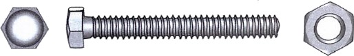 Sekskantbolt m/mutter A4 DIN 933/934 - 6 mm - 30 mm - 6 stk