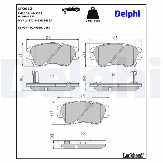 Bremseklosser DELPHI LP2062