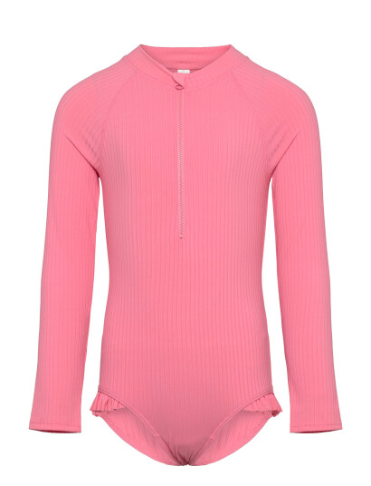Lindex Swimsuit L S Solid Rib - Pink - 86/92 Lindex Swimsuit L S Solid Rib - Pink - 86/92