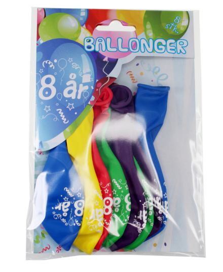 Ballonger 8 år 8pk ass