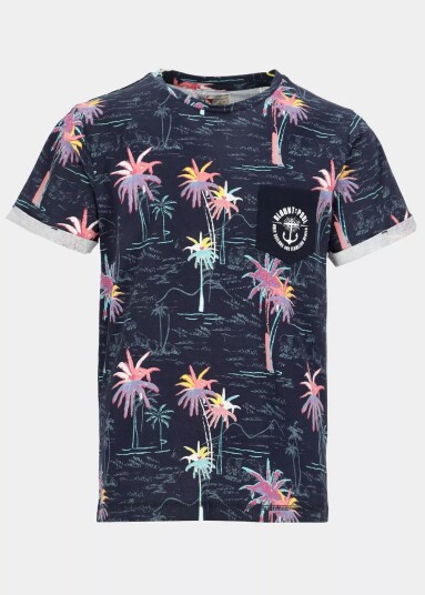 Tropical Pocket Tee Jr Navy Sea Palm 150  Strandklær