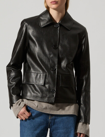 Brixtol Textiles Sissel Faux Leather Black - Black - XS Brixtol Textiles Sissel Faux Leather Black - Black - XS