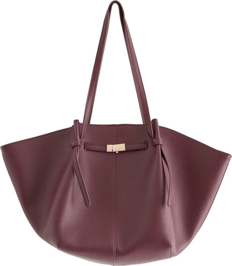 Lindex Tote Bag In Imitation Leather   Burgundy   ONE SIZE