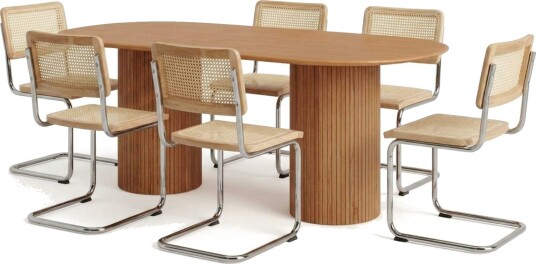 Kopparbo spisegruppe oval 180 cm eik med 6 Build spisestoler   Eik