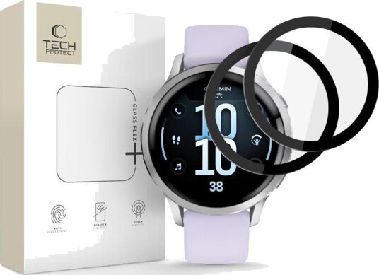 Tech-Protect Glass Flex+ 2-pakning til Garmin Venu 4 41 mm - Svart