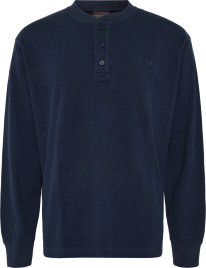 Timberland Waffle Henley Ls Polo   Navy   M