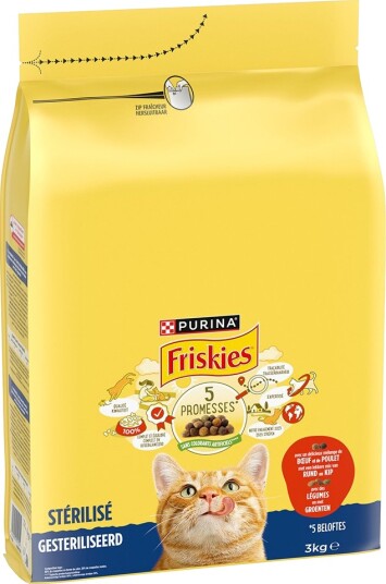 Friskies Tørrfôr Purina Sterilised Cat Med Storfekjøtt Og Grønnsaker Kylling 3 kg