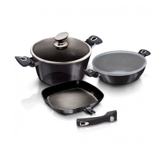 Berlinger Haus Bh/7052 Blandet Sett Grå Aluminium Marmor Sort Ergonomisk Mykt Grep Berlinger Haus Bh/7052 Blandet Sett Grå Aluminium Marmor Sort Ergonomisk Mykt Grep