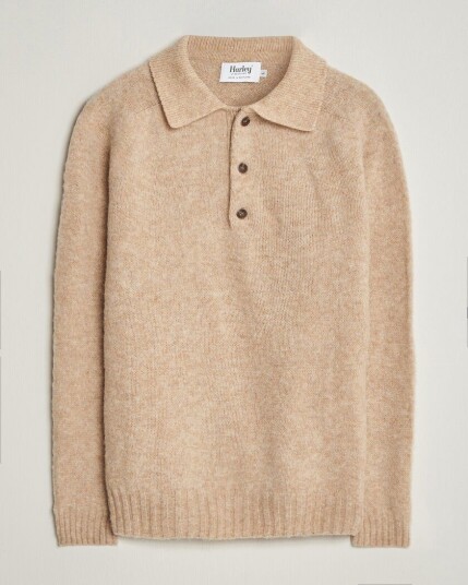Harley Of Scotland Brushed Supersoft Lambswool Polo Calico