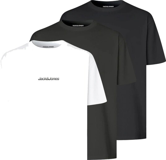 Jack & Jones Jcoecho Graphic Back Tee Fst 3Pk Mp Black XL