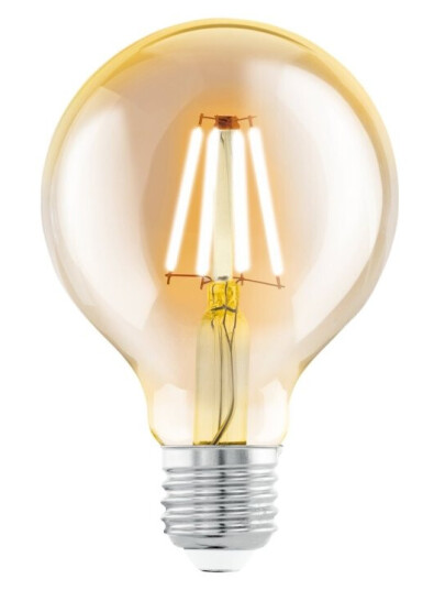 Eglo Led-Filamentlyspære Form: G80 E27 4 W Ekvivalent 32 Klasse F Varmt Hvitt Lys 2200 K Ravgul Eglo Led-Filamentlyspære Form: G80 E27 4 W Ekvivalent 32 Klasse F Varmt Hvitt Lys 2200 K Ravgul