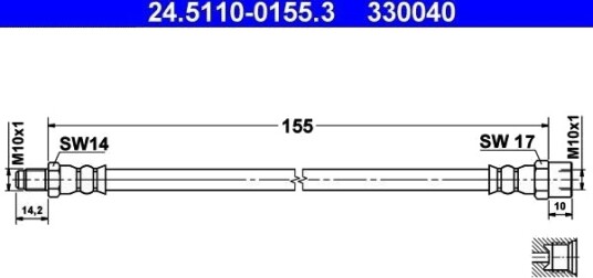 ATE 24.5110 0155.3 Bremseslange ATE 24.5110 0155.3 Bremseslange