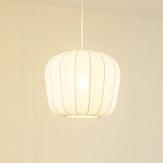 Lindby hengelampe Helin hvit Ø 35 cm stoff Lindby hengelampe Helin hvit Ø 35 cm stoff