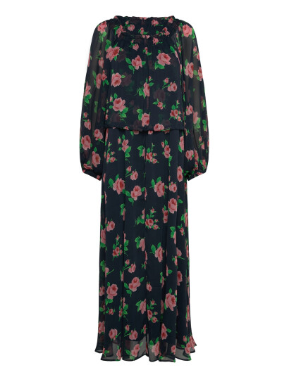 ROTATE Birger Christensen Chiffon Maxi Dress - Navy - 36