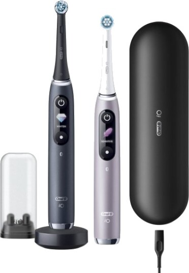 Oral-B iO 9 Duo Elektrisk Tannbørste med Roterende Vibrasjon, Hvit/Svart/Rosa Oral-B iO 9 Duo Elektrisk Tannbørste med Roterende Vibrasjon, Hvit/Svart/Rosa
