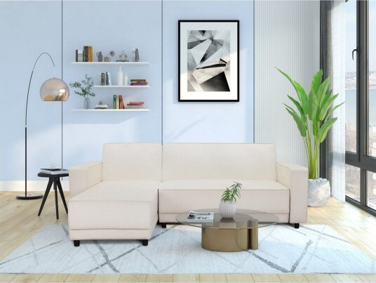 Sovesofa Allie Krem Fløyel 82x229x154 cm Krem Fløyel 82x229x154 cm