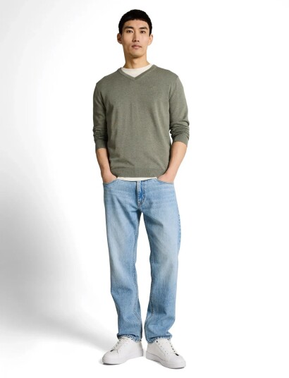 Tom Tailor Basic V Neck Knit Khaki green XL