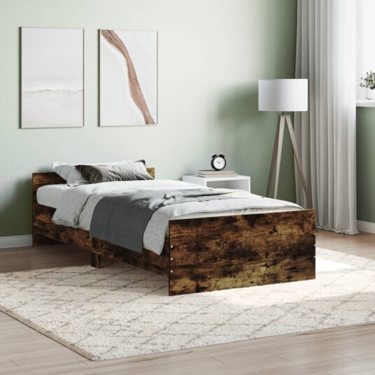 vidaXL Sengeramme røkt eik 90x190 cm konstruert tre 8721012154292