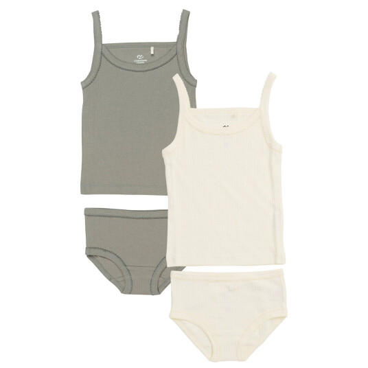 COPENHAGEN COLORS Cream/ Grey Comb. Rib Jersey 2Pack Straptop And Underpants 116