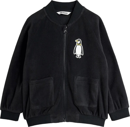 Mini Rodini Penguin Patch Microfleece Jacket Black 116/122