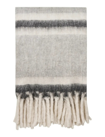 House Nordic Jorun - Plaid, Wool Mix, Grey/White, 130X170 Cm - Grey - 170X130X CM