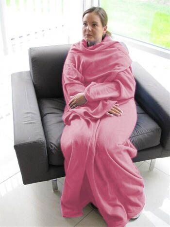 Borg Living Snuggie pledd Teppe med ermer 130x180 cm Lyserosa