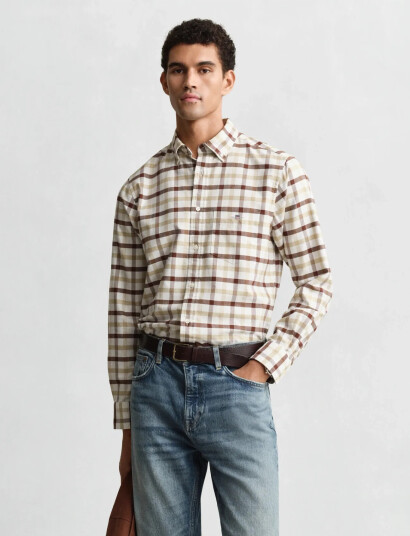 GANT Reg Oxford Check Shirt - Brown - M GANT Reg Oxford Check Shirt - Brown - M