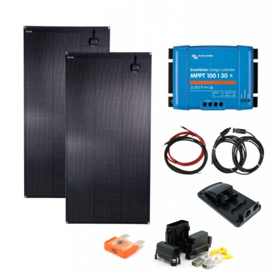SKANBATT 1460x540mm. 320W Flexi komplett kit 2x160W med VICTRON BT MPPT SKANBATT 1460x540mm. 320W Flexi komplett kit 2x160W med VICTRON BT MPPT
