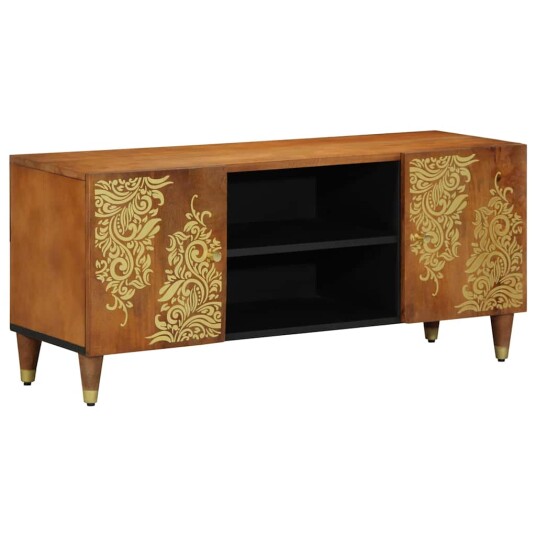 TV skap med dør Honning brun 105 x 33 x 46 cm Massiv mango tre TV skap med dør Honning brun 105 x 33 x 46 cm Massiv mango tre