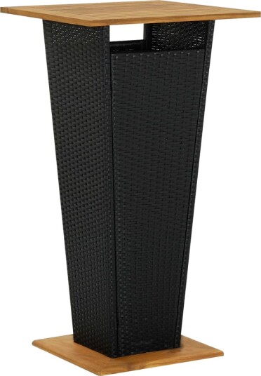  Barbord svart 60x60x110 cm polyrotting og heltre akasie