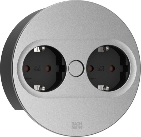 Bachmann TWIST 2 Uttak - Rund, 2xCEE7/3, 2,0 m - Sølv
