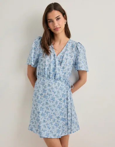Vero Moda   Blå   Vmjosie Ss Wrap Short Dress Wvn Ga