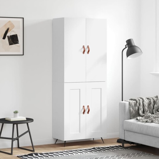 vidaXL Highboard hvit 69,5x34x180 cm konstruert tre 8720845410124