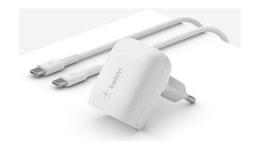 Belkin BoostCharge power adapter - 24 pin USB-C - 20 Watt - MFI Certified - with USB-C to USB-C cable