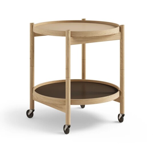 Brdr. Krüger Bølling Tray Table model 50 rullebord earth, oljet eikestativ