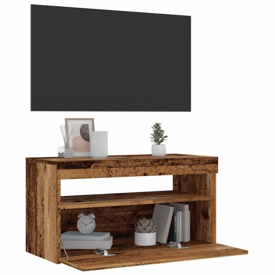 TV-benk med LED-lys 2 stk gammelt tre konstruert tre 8721158437730 TV-benk med LED-lys 2 stk gammelt tre konstruert tre 8721158437730